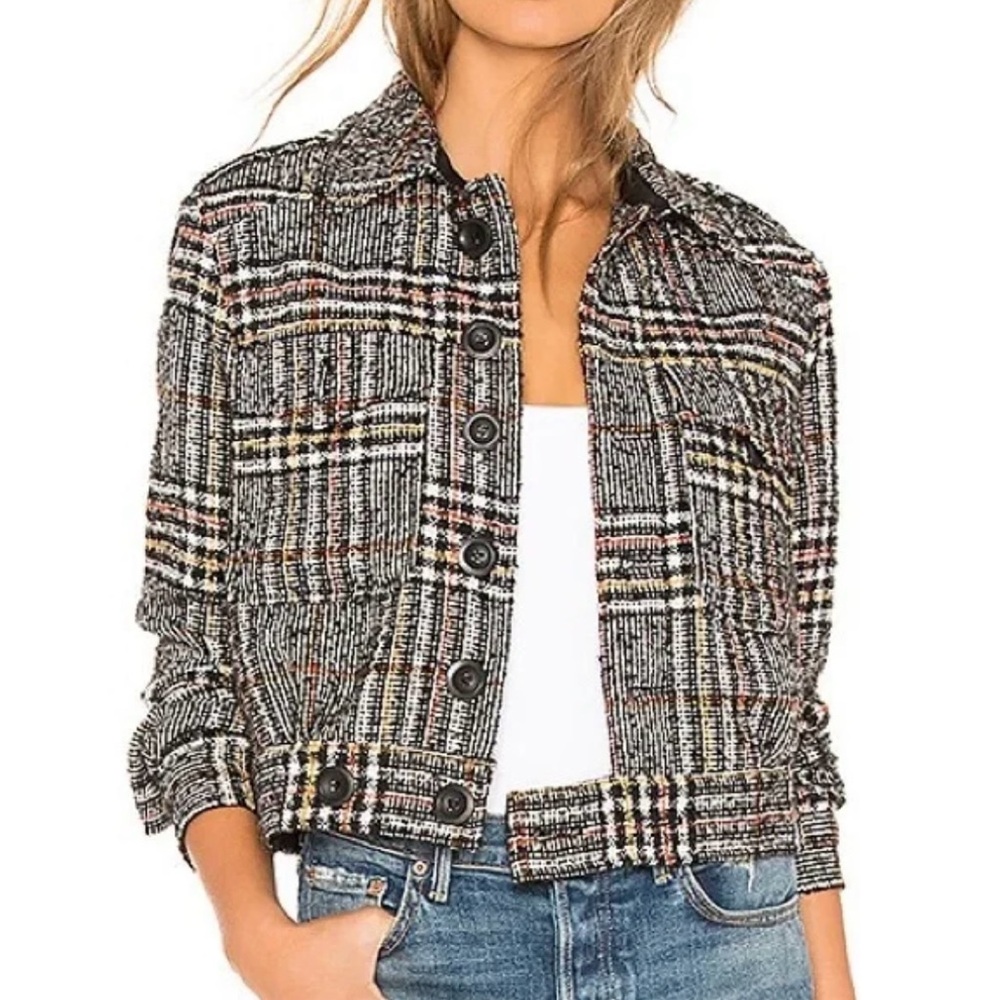 Eisenhower plaid tweed cropped fit jacket